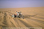 1987/88_ALGERIA_SAHARA_on one hand dangerous crossing ... alone ...nearly the end ... but on the other hand funny, because I couldnt move the motorbike straight on in that very deep, very soft SAHARA-sand, I came with much power and the motorcycle suddenly moved around and dug in ... as if by magic_close to that place I had a bad accident some months before_fracture of my collarbone and four ribs, was found by some french photographers and their models and was transported to the oasis 'In Salah' (hospital), leaving back my motorcycle