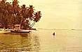 Annherung mit einem Boot an eine der unzhligen kleinen Inselchen der CUNA-Indios im 'Archipielago de SAN BLAS'_ was wird mich erwarten?_Freundliche Aufnahme? 
