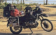 Jochen A. Hübeners world-trip-motorcycle, his fourth BMW offroad bike, called 'Fritz, the black bully', here on the island of 'Ko Samui', Thailand 1996