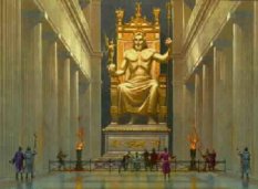 Die 15 Meter hohe Zeusstatue von Olympia (Bildhauer Phidias)_hier: das Kultbild des ZEUSS